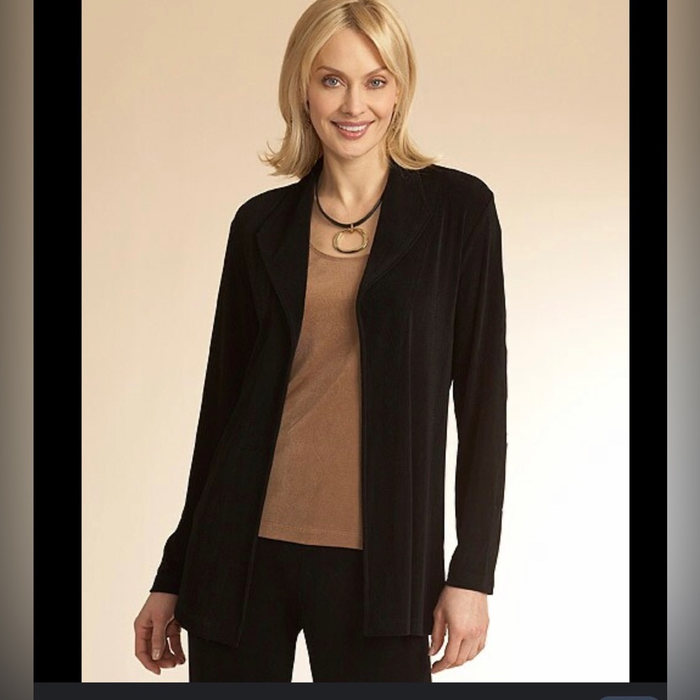 Chico's Travelers Cherie Black Open Front
Jacket Size XL/16 3